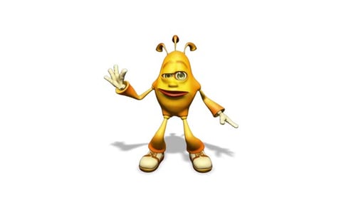Yellow 3D Cartoon Character Performs Expressive Animations