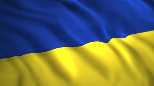 Realistic Waving Ukrainian Flag Animation with Fabric Texture