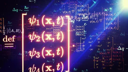 Quantum Physics Equations Animation for Science and Technology Background