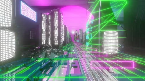 Edifícios futuristas da cidade noturna