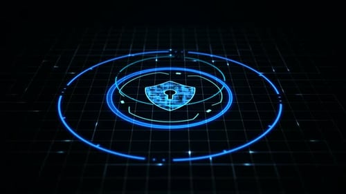 Futuristic Digital Security Shield HUD Animation