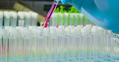 Close Up of Hand Using Pipette in Lab