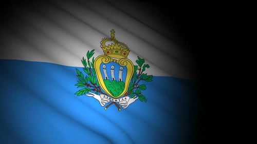 San Marino Flag Waving Loop with Light Rays