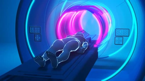 Medical imaging machine concept. X-ray, CT, MRI, PET scan. Patient diagnosis.