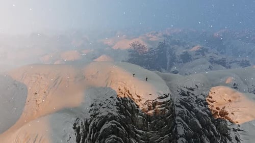 Falling Snow Animated Overlay on Snowy Mountain Landscape