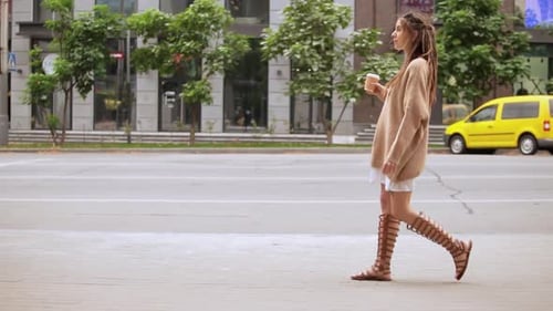 Girl Enjoy Drink on the Run
