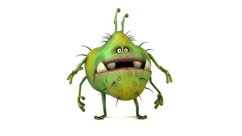 Fun 3D cartoon monster presenting