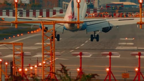 Airliner landing during daytime on a sunny day