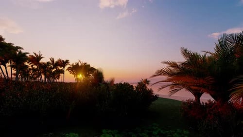 Tropical Sunset Beach Landscape 4K
