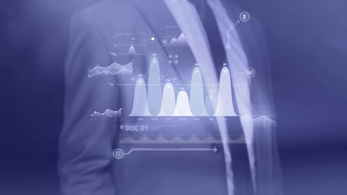 Futuristic Holographic UI Display of Business Data