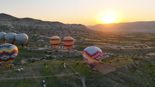 Aerial view Hot air baloons in Turkey 4 K