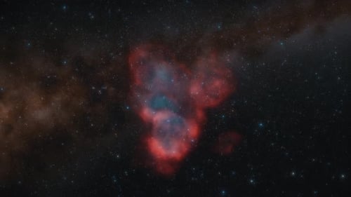 Red and Blue Nebula Drifting in Deep Space Starfield