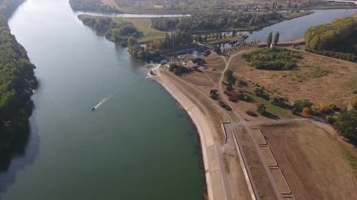 Motor Boat River Aerial
