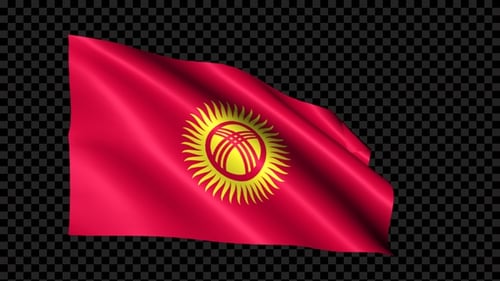 Seamless Kyrgyzstan Flag Waving Animation on Transparent Background
