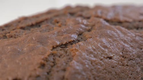 Delicious chocolate cake cracked surface slow close-up 4K 2160p 30fps UltraHD footage - Tasty cake s