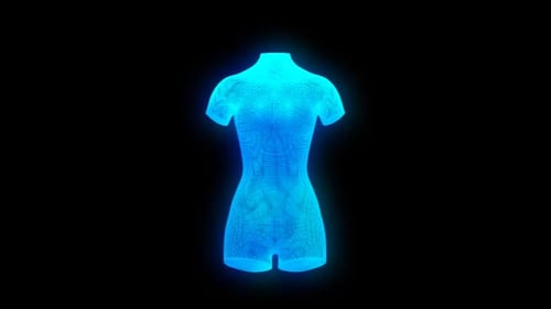 Futuristic Digital Wireframe Female Torso Rotation