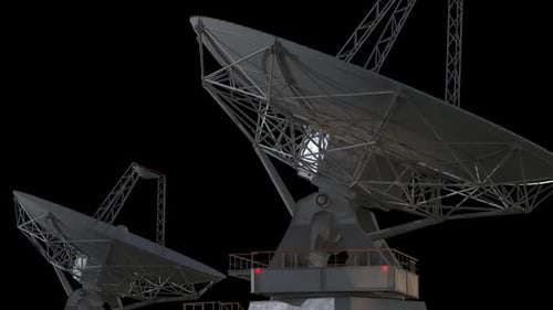 Animated 3D Satellite Dishes Tracking Communication