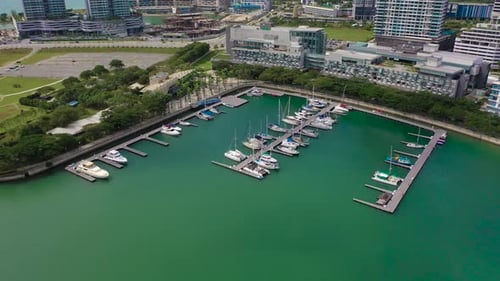 Aerial View of a Marina with Yachts