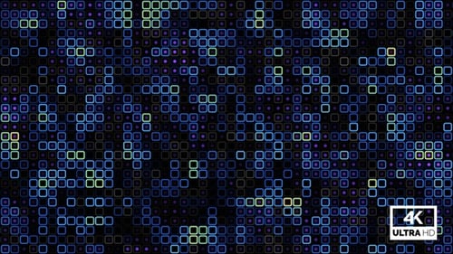 Animated Digital Grid with Flashing Squares and Dots Background