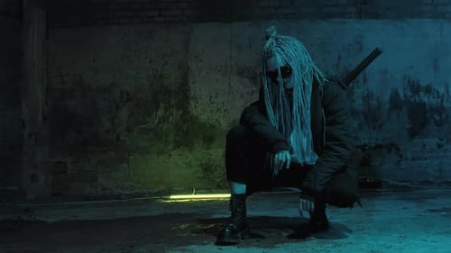 Young Adult with Braids and Sword in Dark Alley