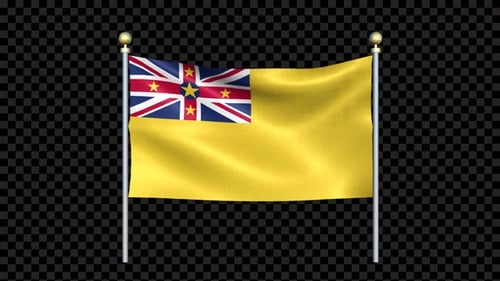 Niue Flagge winkt im zweipoligen Looped