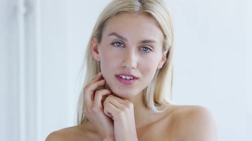 Blonde Woman Posing in a Beauty Portrait