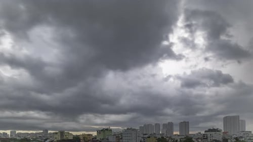Stormy Sky Time-Lapse over Urban Skyline