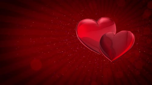 Decorative Glossy Red Hearts Animated Background