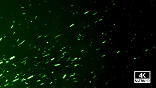 Flying Green Particles Embers Background V4