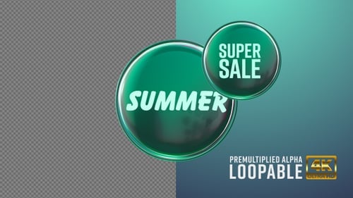 Summer Super Sale Badge Looping with Alpha Channel