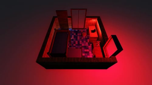 Futuristic Isometric Room with Dynamic Color Changing Lights