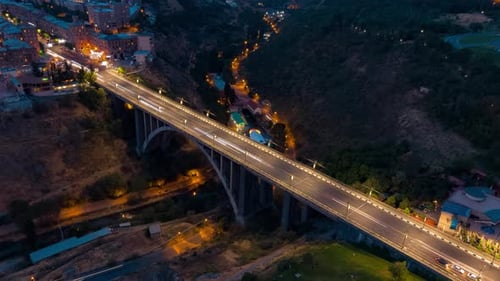 night Yerevan city traffic aerial video