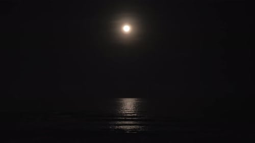 Moon and sea at dark night