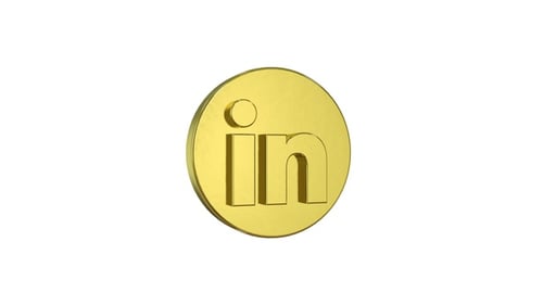 3D Golden LinkedIn Logo Rotation Animation