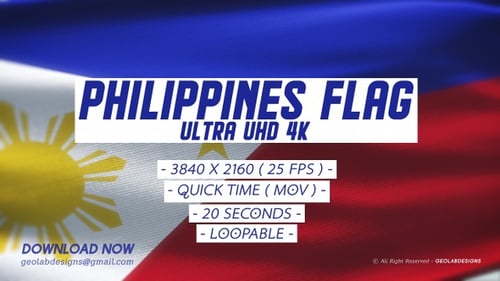 Realistic Waving Flag of the Philippines