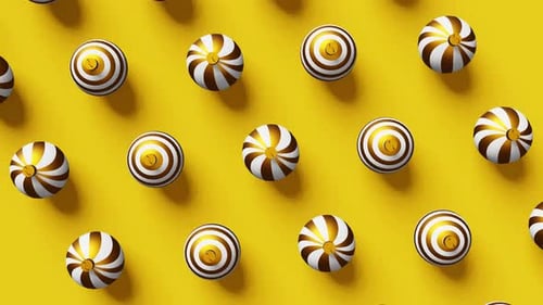 Rotating Striped Golden Spheres Moving Background Loop