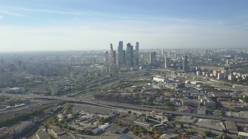 Moscow City Skyscrapers, Aerial View. Office Business Center of Moscow City. Towers of Moscow City