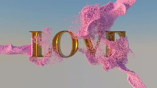 Elegant Golden Love Text Reveal with Sparkling Particles
