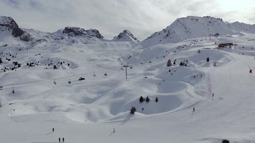 Aerial view of ski slopes at a ski resort