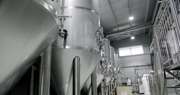 Huge Stainless Vats in a Brewery, Industrial Stock Footage ft ...
