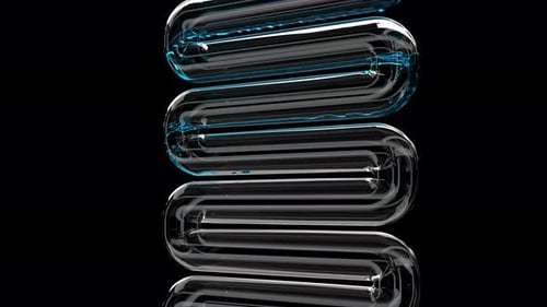 Blue Liquid Flowing Transparent Glass Tube Scientific Laboratory Biotechnology Chemist Medical