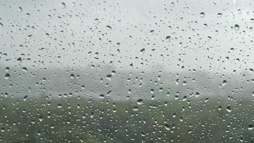 Raindrops on Window, Distant City View