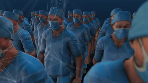 Surgeon Doctors With Face Mask Walking Hd