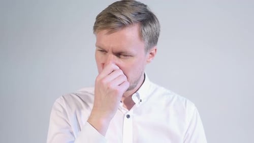 Man with Flu White Background