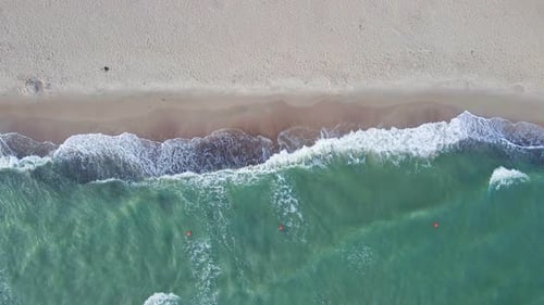Aerial View of Sea Landscape with Waves and Sand Beach