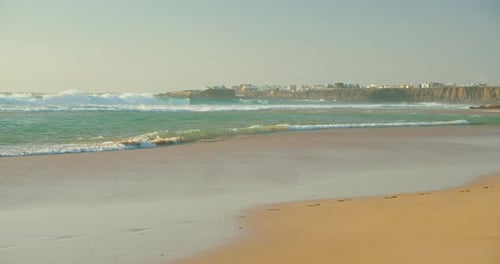 Wild Wide Ocean Clean Azure Waves on the Coast of Atlantic Ocean Sandy Beach Tropical Landscape in