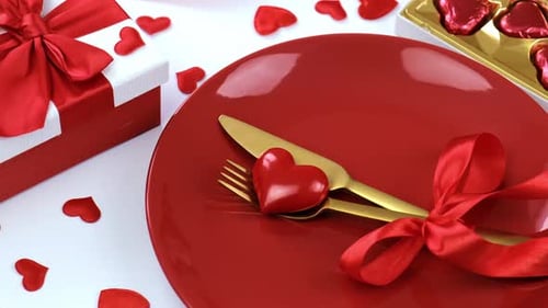 Romantic Red Table Setting for Valentine's Day