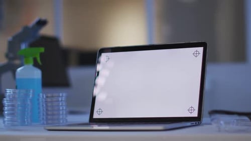 Laptop Computer with Blank Screen in Lab Setting