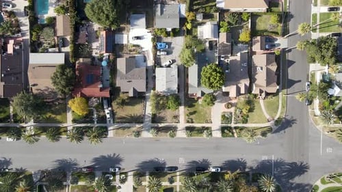 Aerial Top View of Pasadena Neighborhood in California