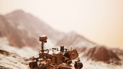 Mars Rover Exploring Red Planet Surface 3D Animation
